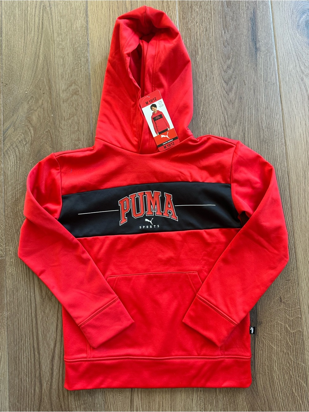 PUMA Red Kids Hooded Sweater - Logo Pullover